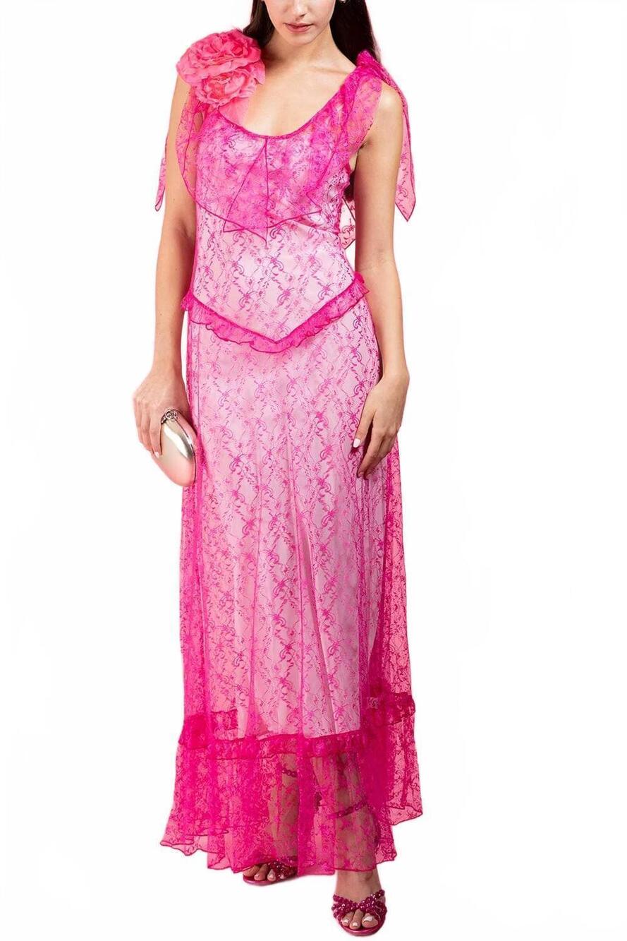 NEW RODARTE floral lace dress with ruffles in pink
